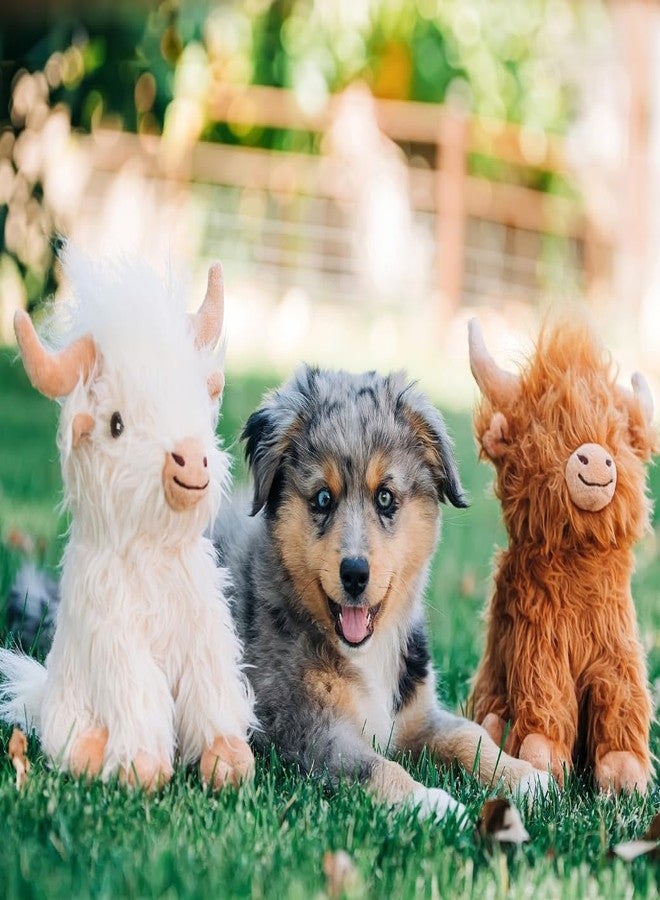 Multipet Highland Cow Plush Dog Toy 2-Pack – Soft Squeaky Farm Animal Toy for Dogs – Assorted Colors (14") - Image 2